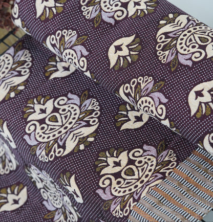 Jacquard Double Cot Bedsheet - Temple art Maroon