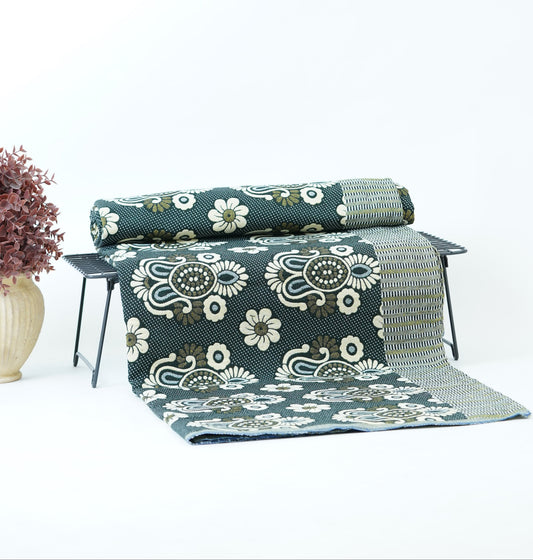 Jacquard Double Cot Bedsheet - Classic Olive