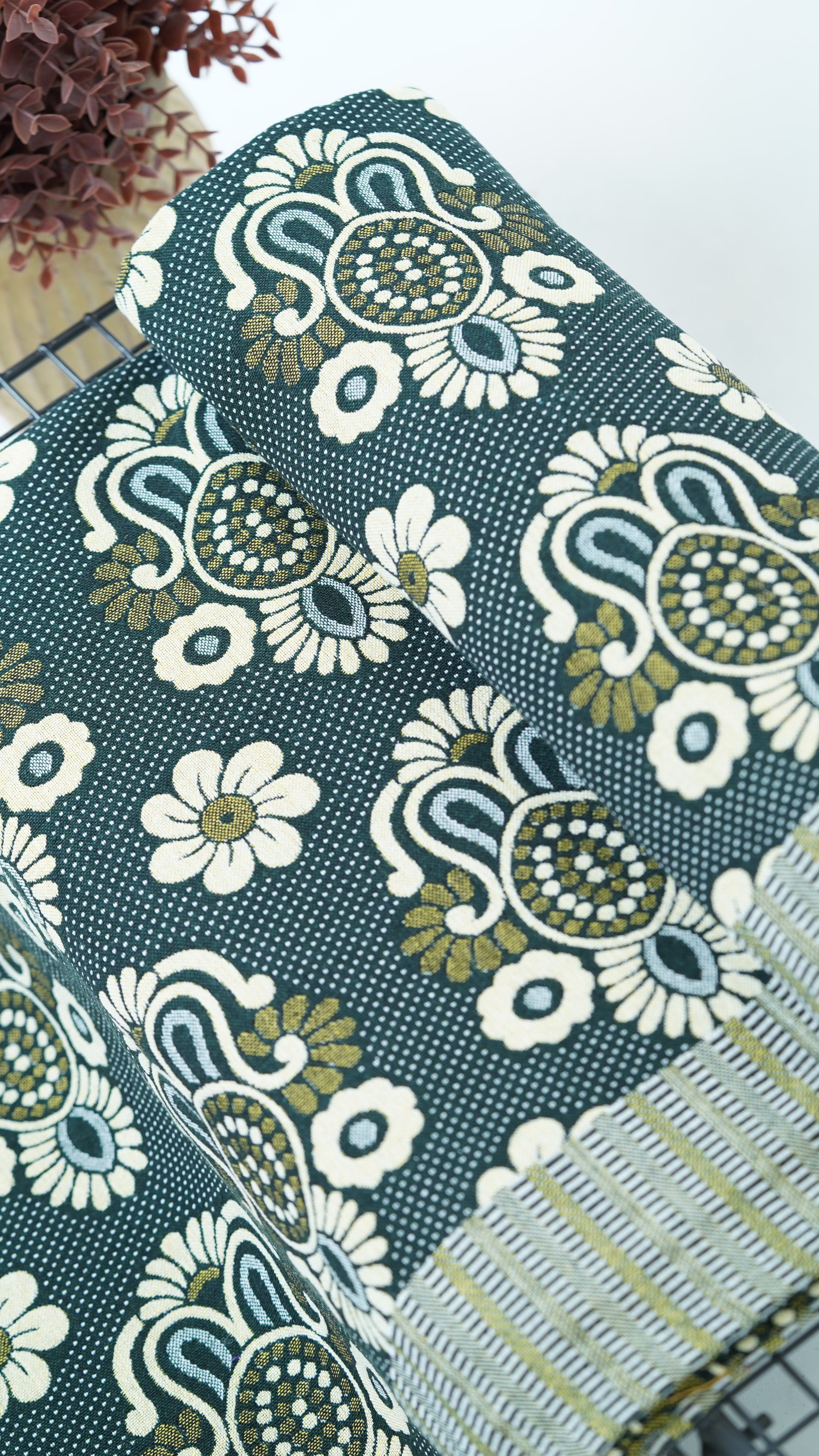 Jacquard Double Cot Bedsheet - Classic Olive