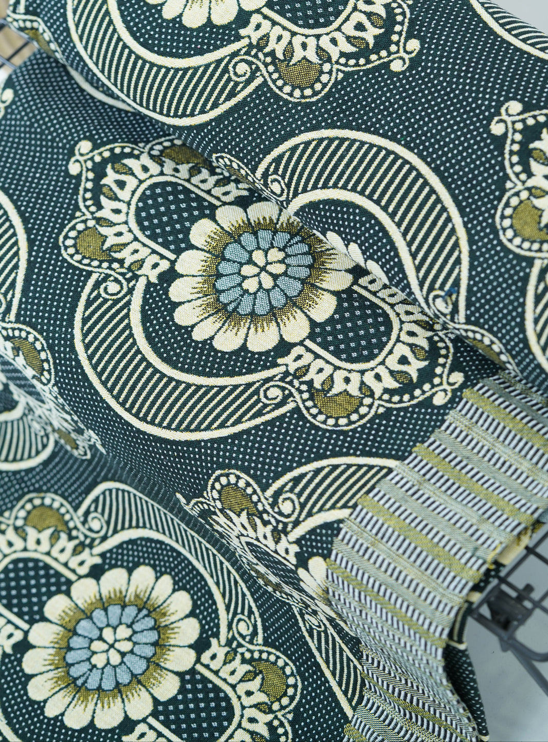 Jacquard Double Cot Bedsheet - Olive floral