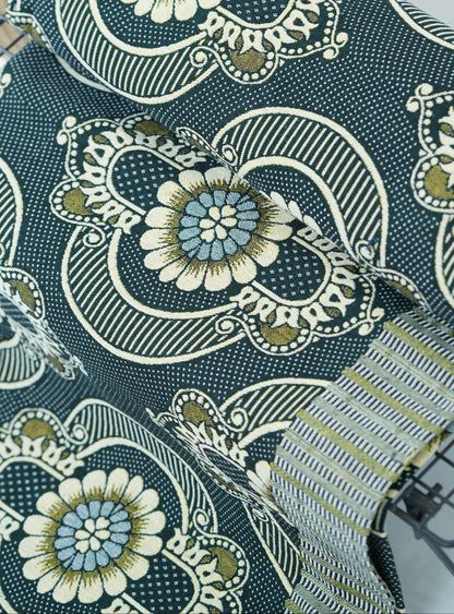 Jacquard Double Cot Bedsheet - Olive floral