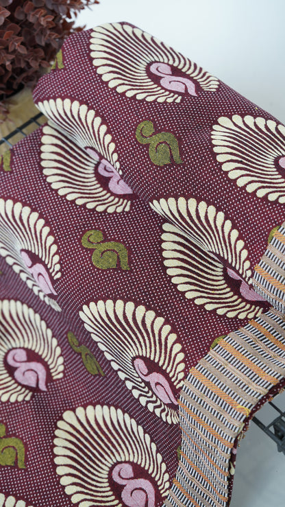 Jacquard Double Cot Bedsheet - Maroon feather