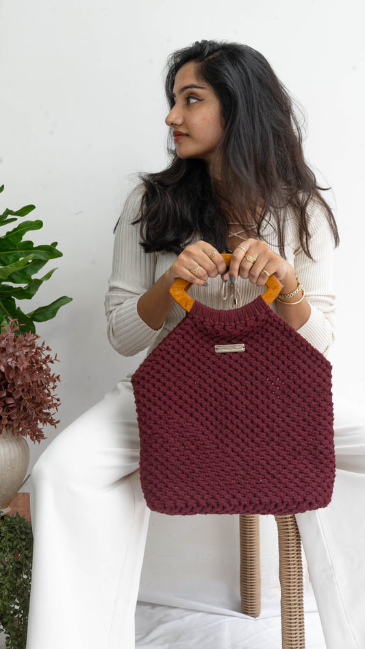 Maroon Macrame Bag (Latest)