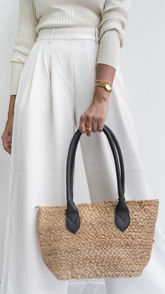 Small Jute Leather Tote