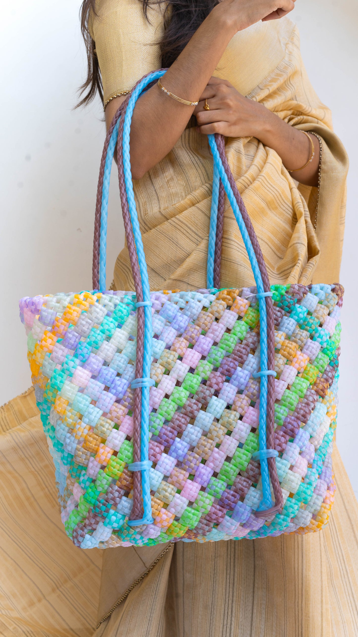 Brown & Blue Multicolour Biscuit Knot Basket