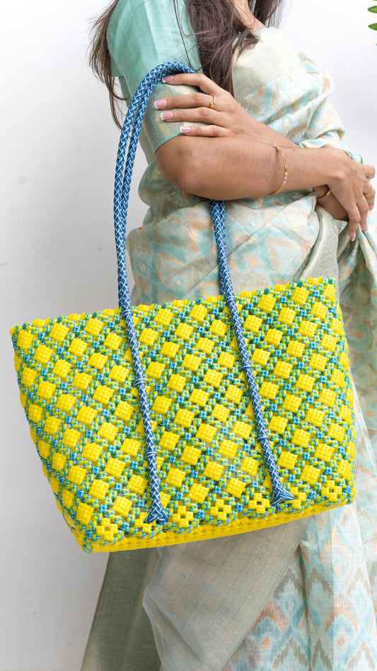 Yellow & Blue Biscuit Knot Basket