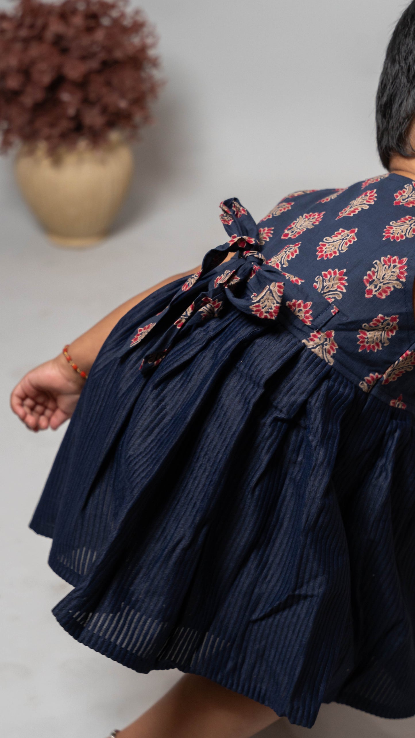 Blue and Red Pattern Cotton Dress