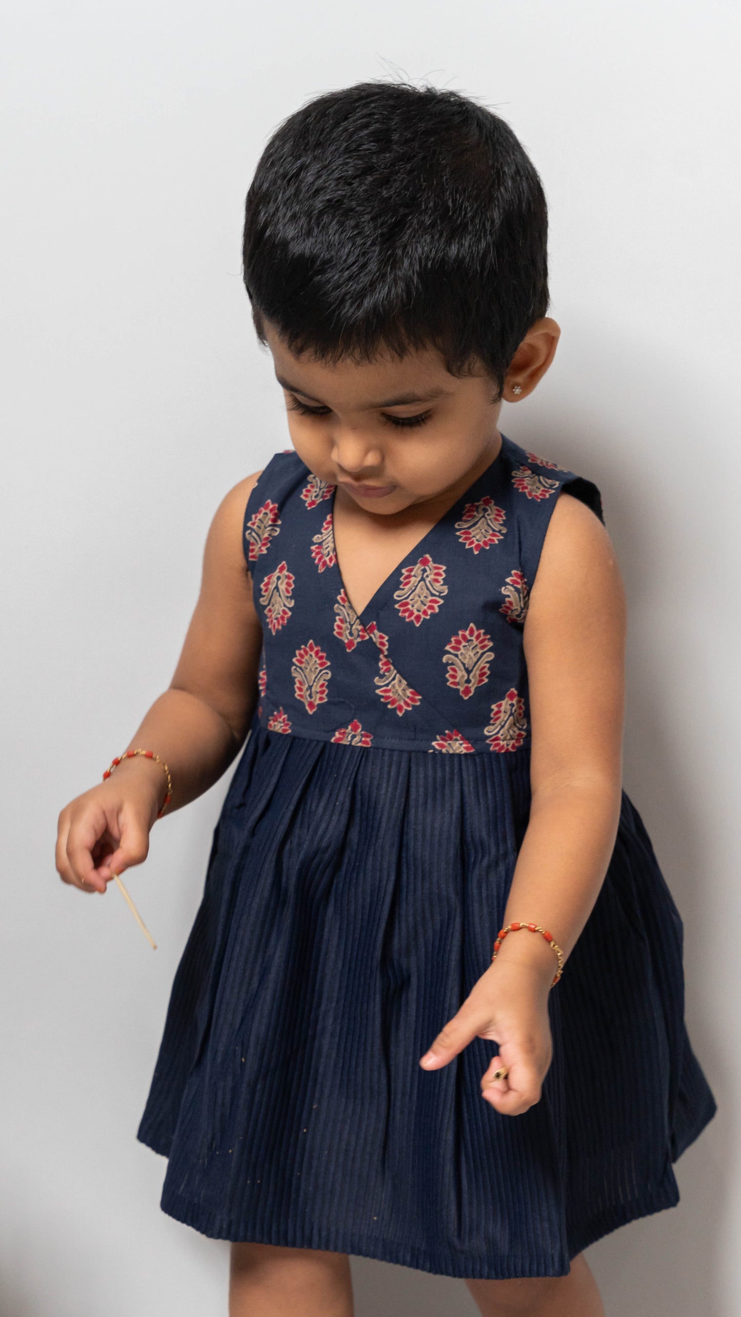 Blue and Red Pattern Cotton Dress