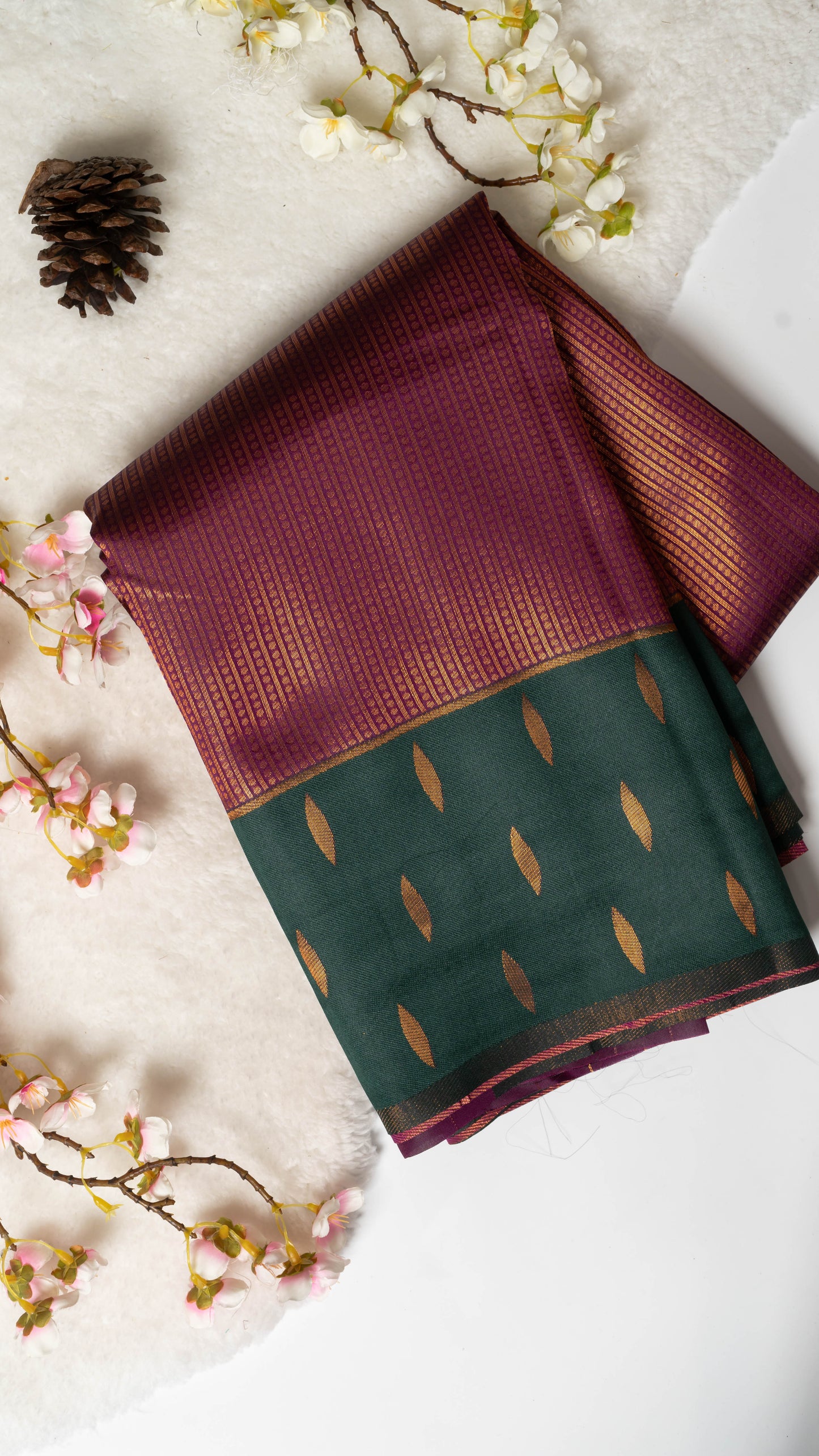 Droplet Semi-Kanchi Silk Saree with Blouse