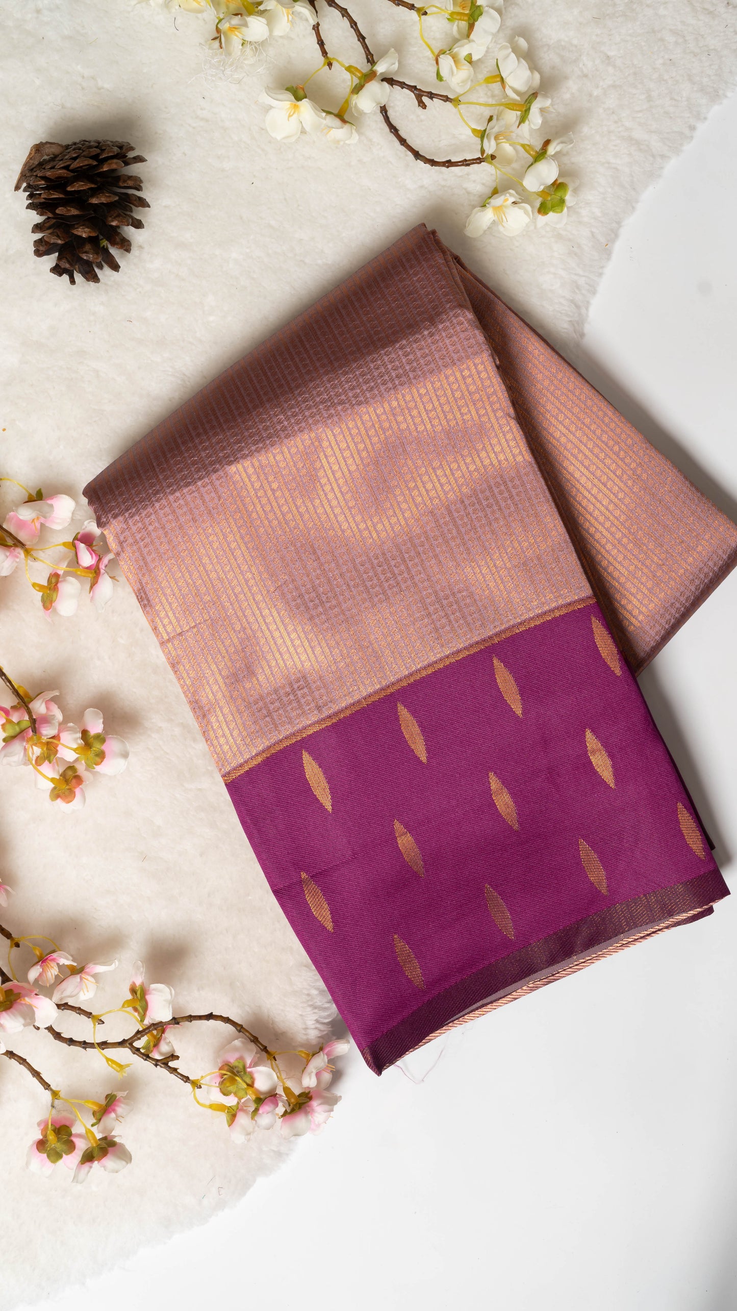 Droplet Semi-Kanchi Silk Saree with Blouse