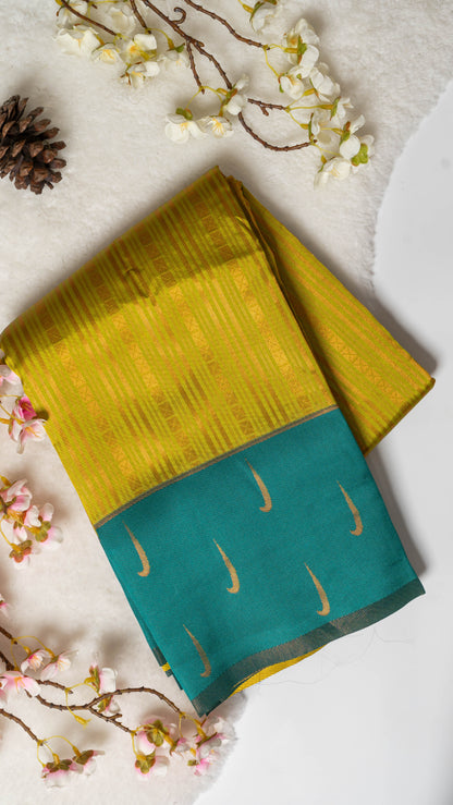 Box Stripes Semi-Kanchi Silk Saree with Blouse