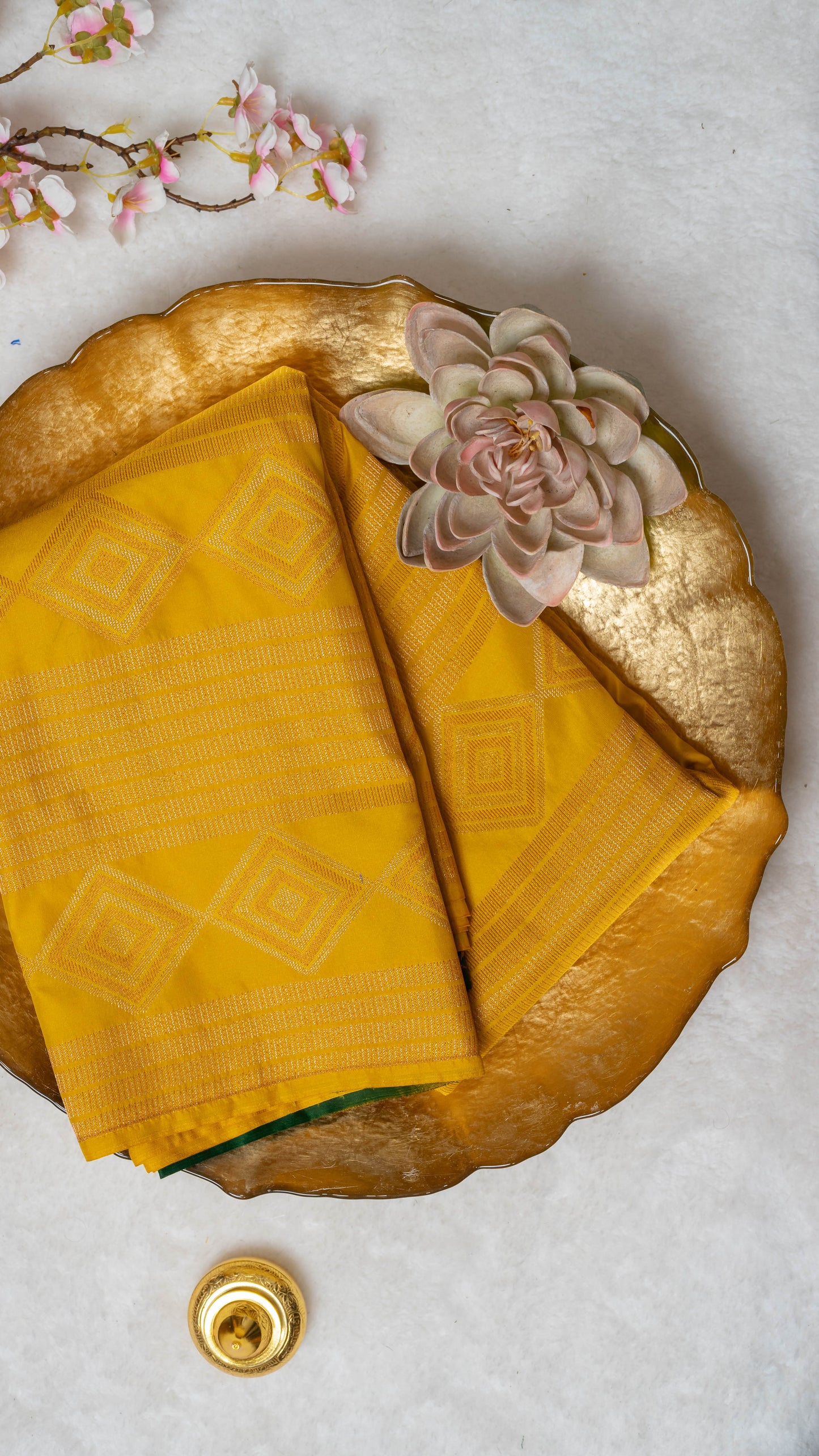 Yellow Premium Semi-Kanchi Silk Saree with Blouse