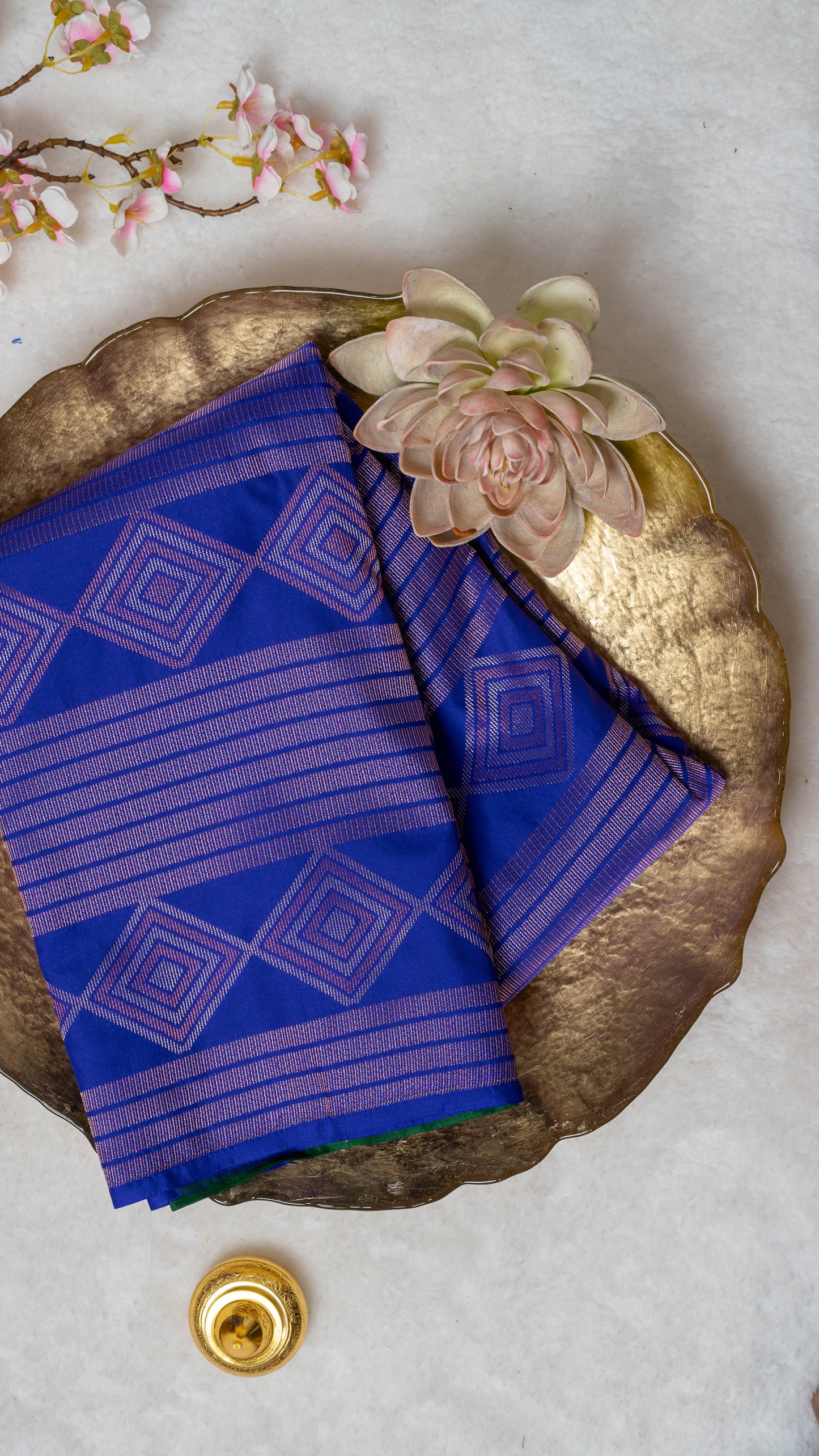 Bright Blue Premium Semi-Kanchi Silk Saree with Blouse