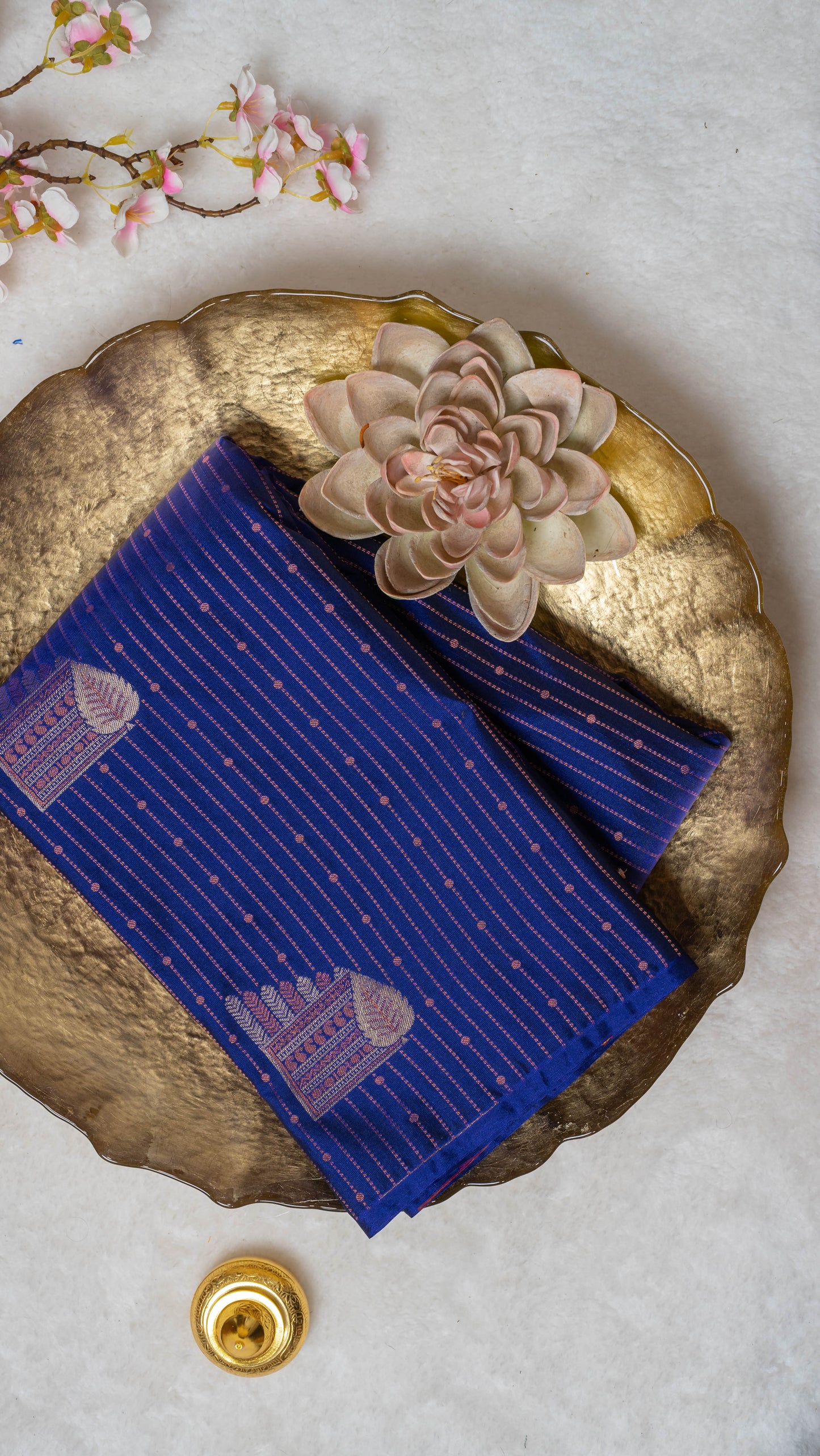 Dark Blue Premium Semi-Kanchi Silk Saree with Blouse