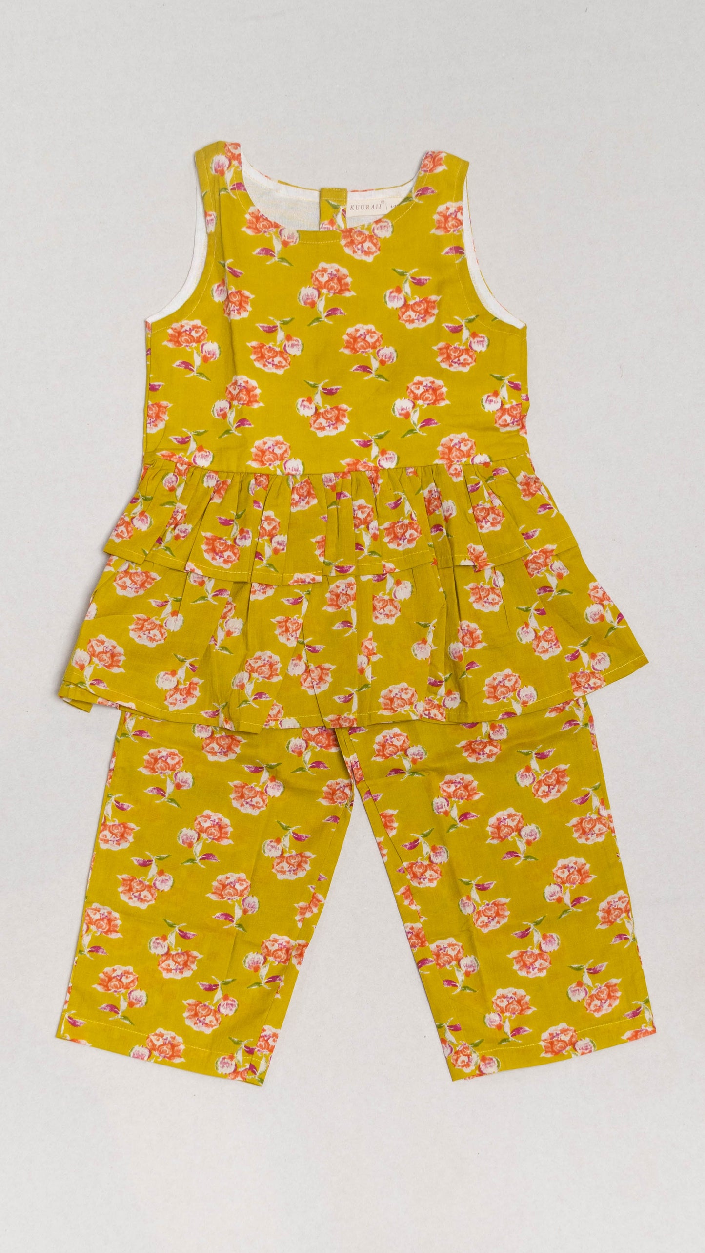 Yellow Floral Print Cotton Co-ord Set