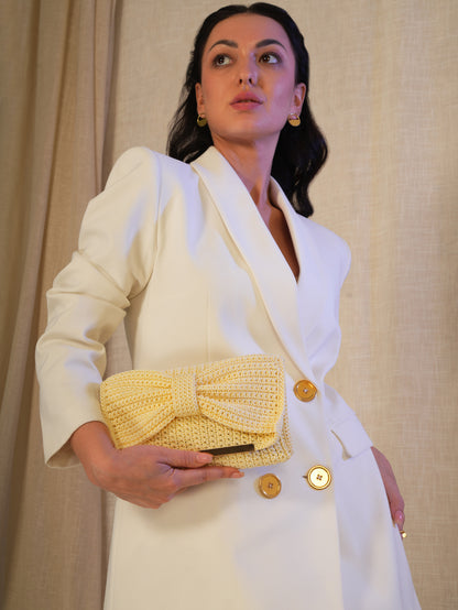 Beige Bow Clutch