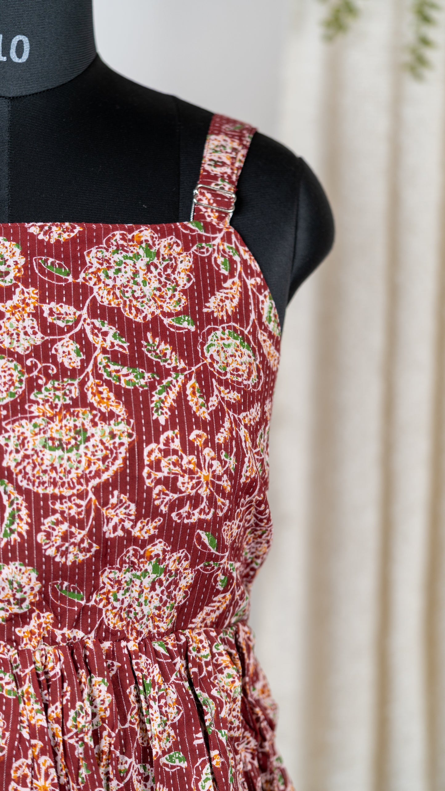 Boho Print Cotton Tie-Back Women's Dress