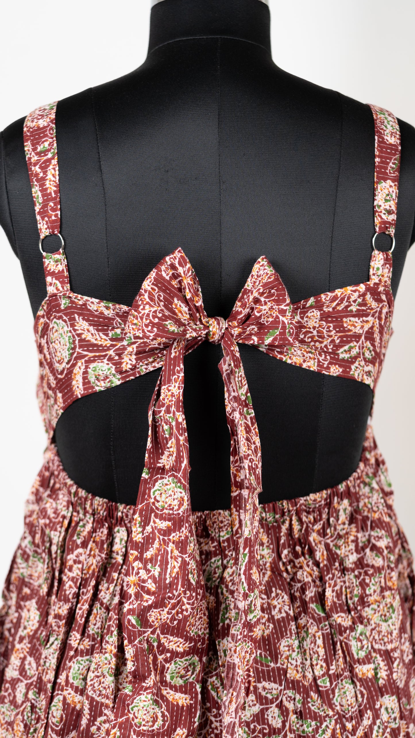 Boho Print Cotton Tie-Back Women's Dress