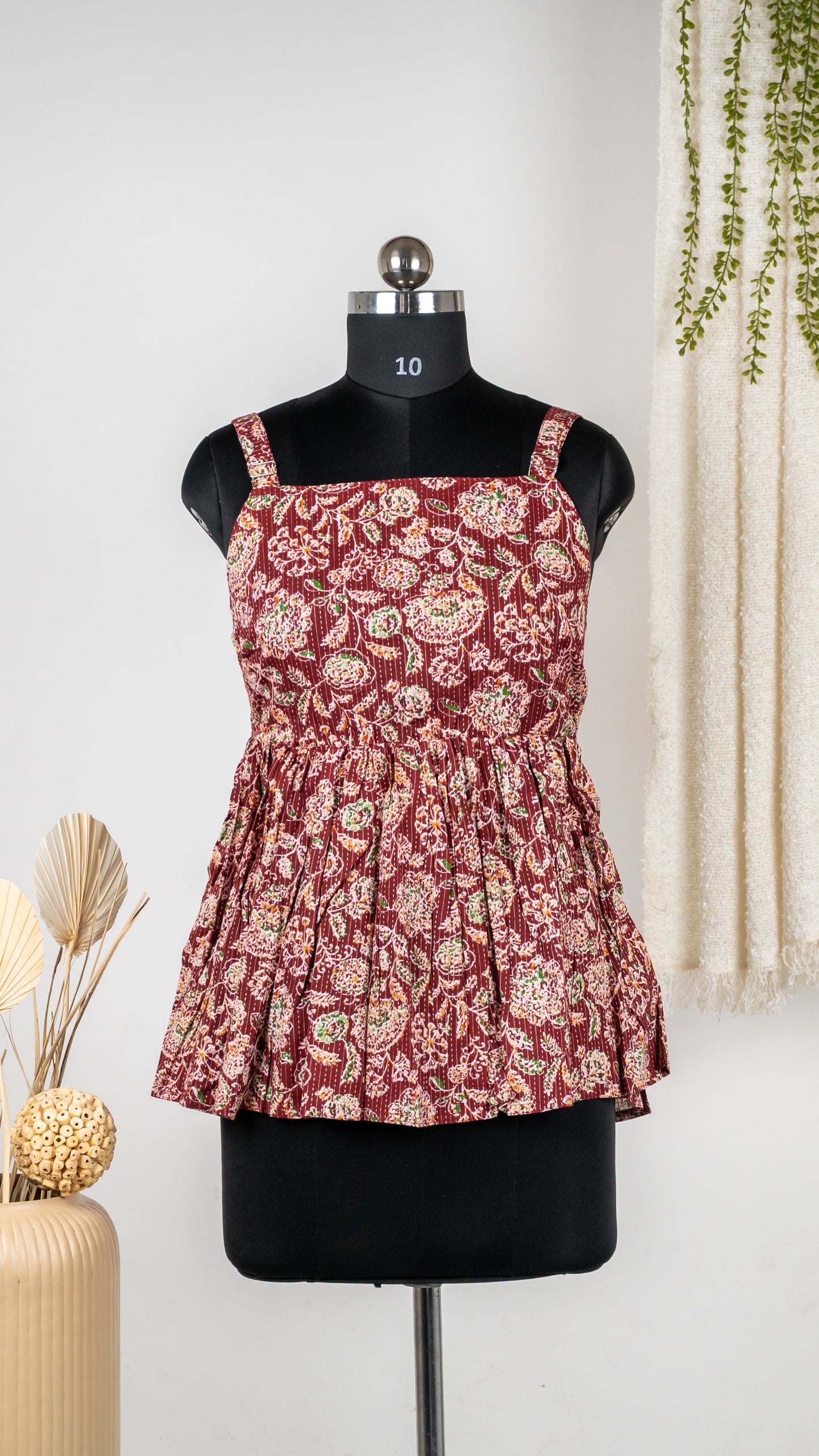 Boho Print Cotton Tie-Back Women's Dress