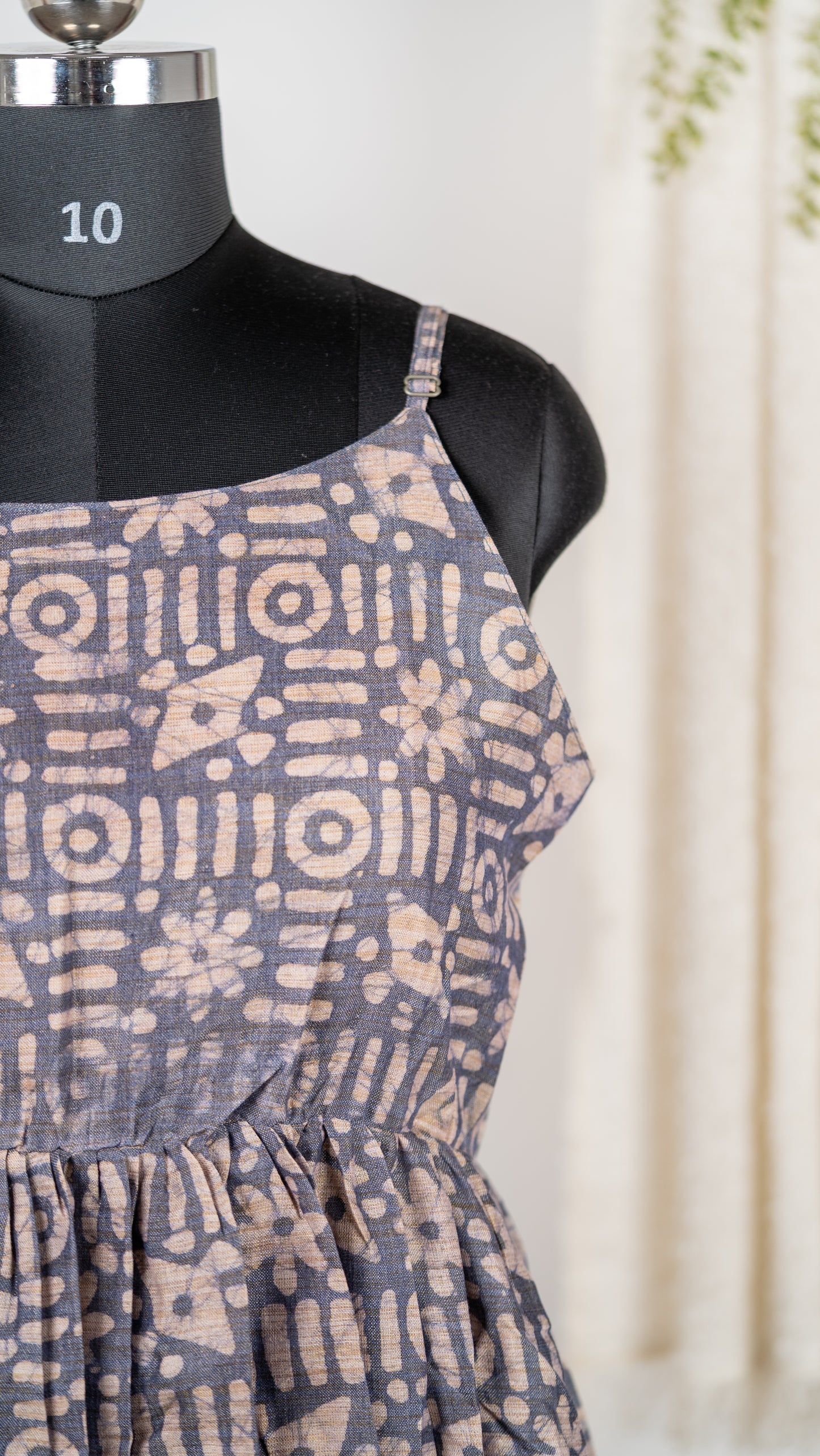 Grey Abstract Print Dupion Sleeveless Dress