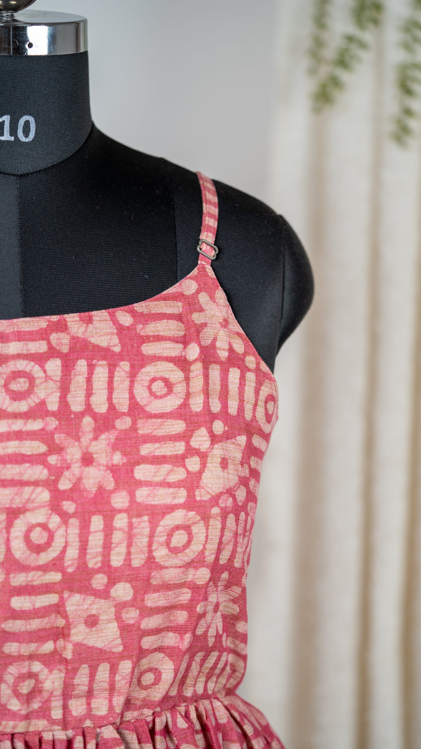 Blush Pink Abstract Print Dupion Sleeveless Dress