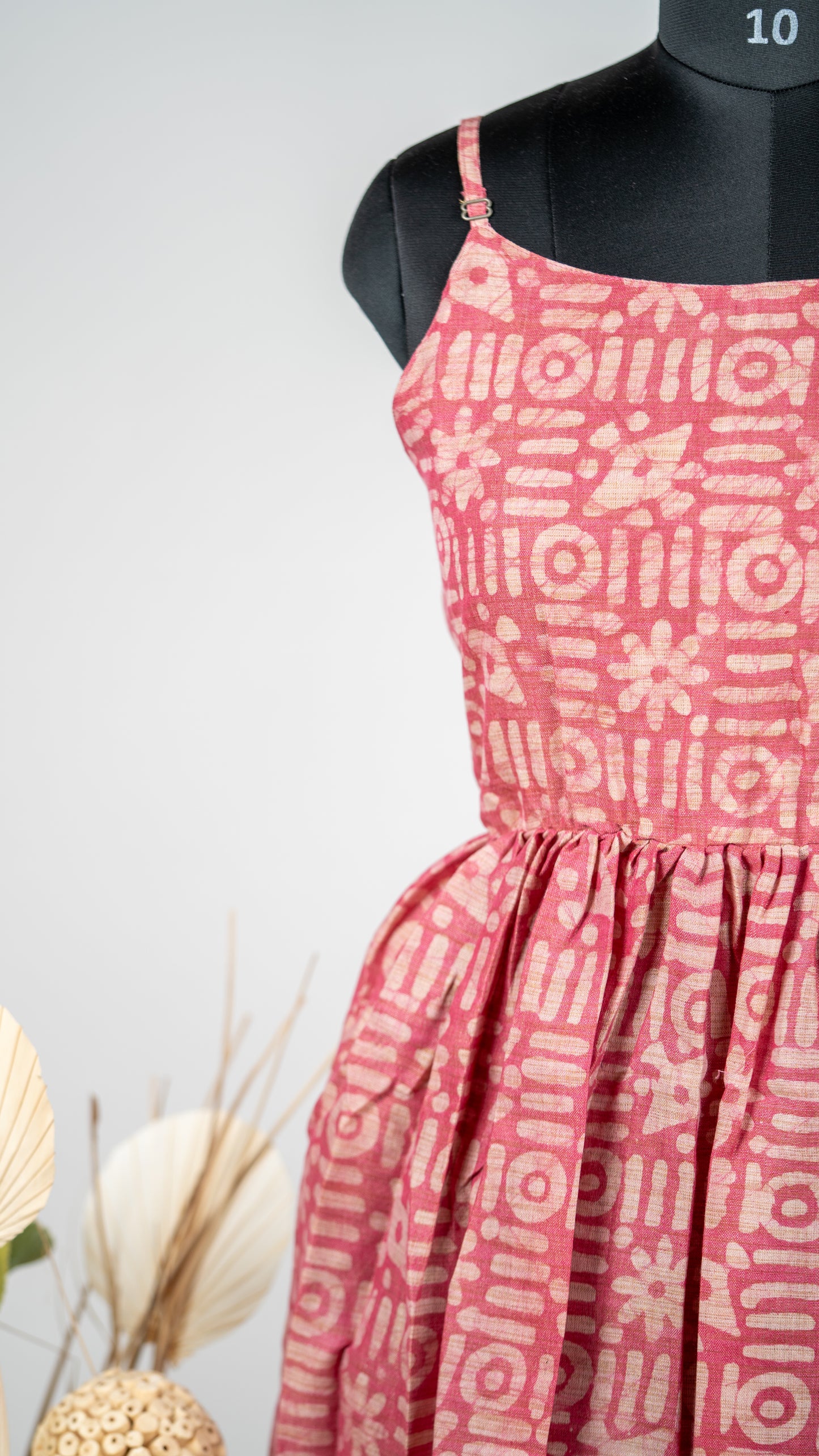 Blush Pink Abstract Print Dupion Sleeveless Dress