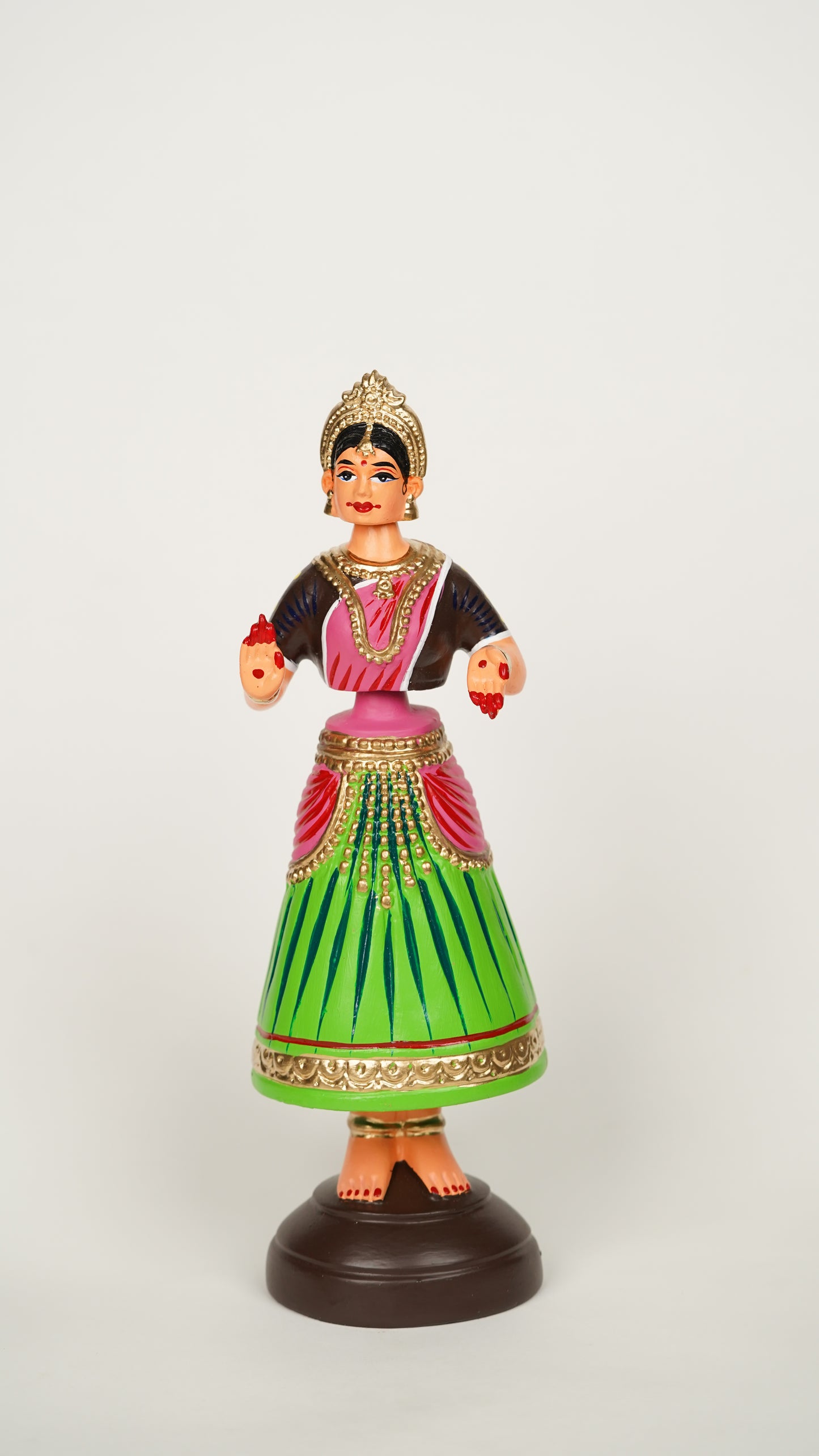 Highly Durable Fiber Tanjore Dancing Doll - Girl - Green
