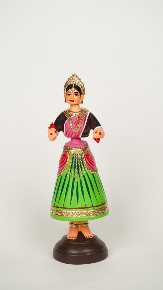 Highly Durable Fiber Tanjore Dancing Doll - Girl - Green