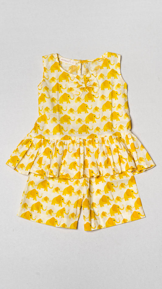 Yellow Elephant Bow Pattern Set