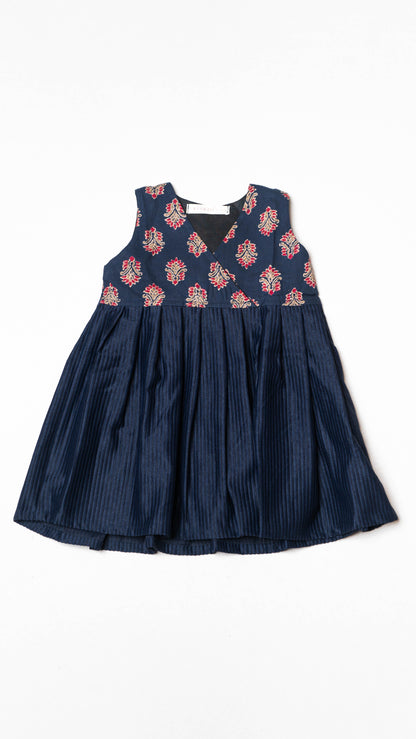 Blue and Red Pattern Cotton Dress