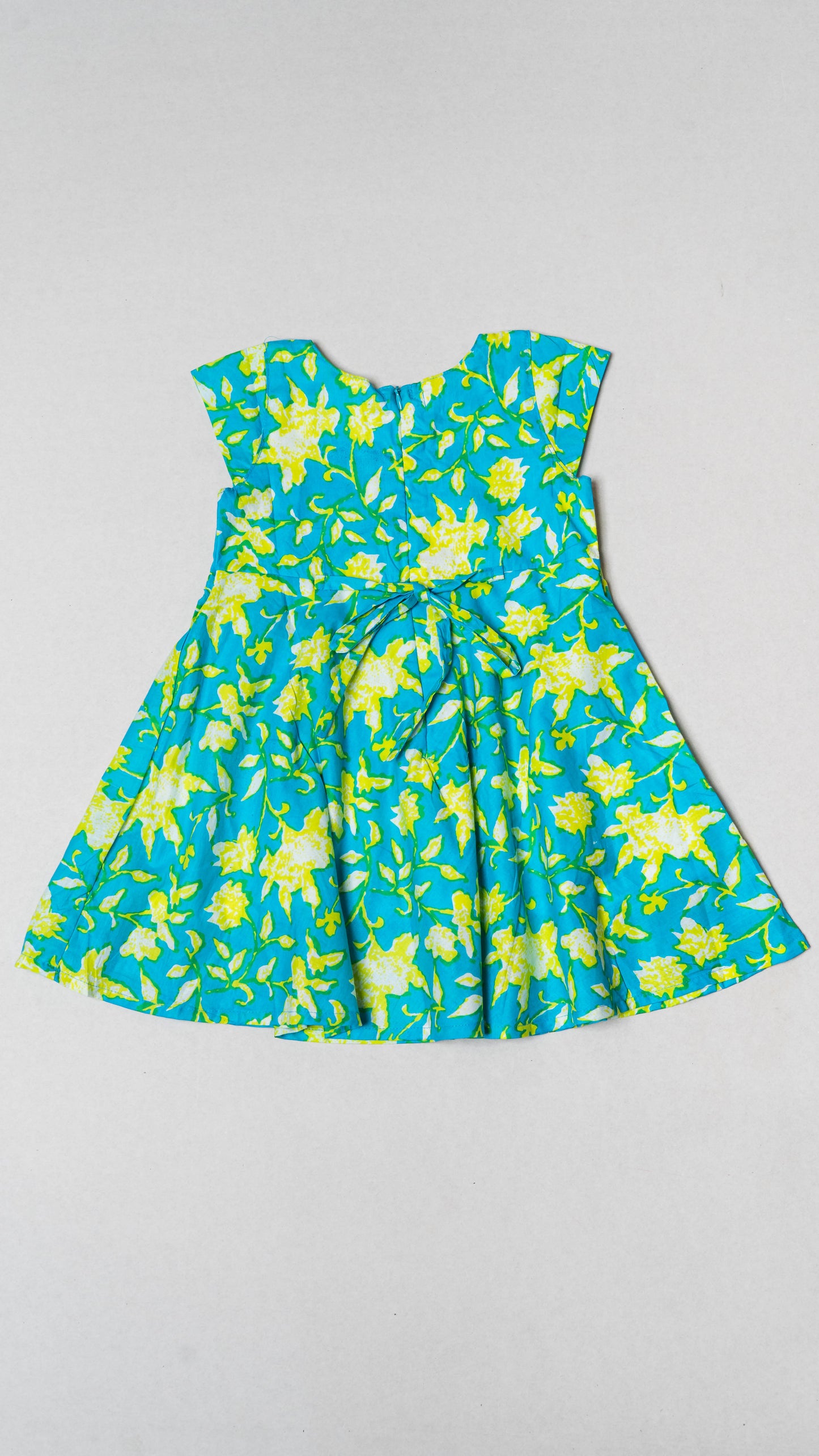 Blue and Yellow Floral Cotton Dress