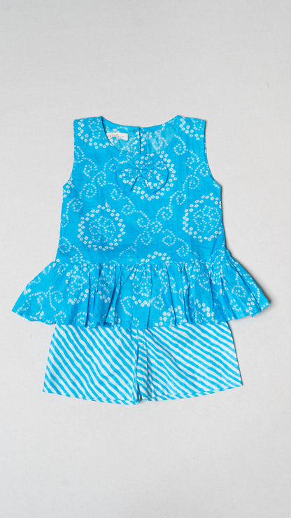 Light Blue Geometric Bow Pattern Set
