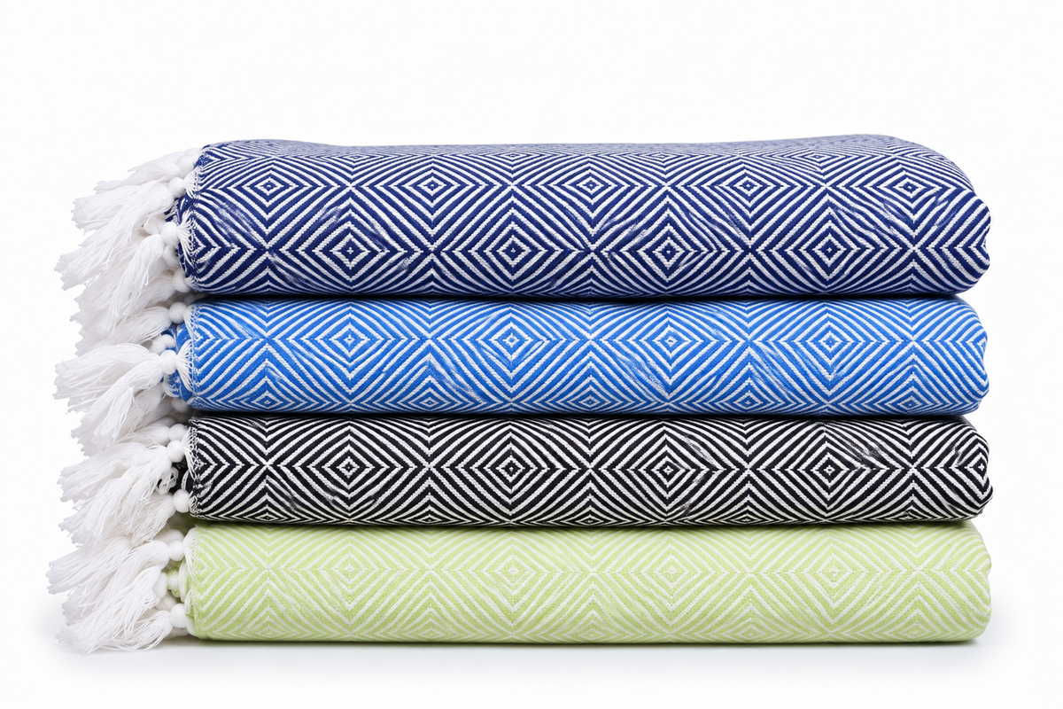 Chennimalai Handloom Soft Diamond weave Towel - Set of 4