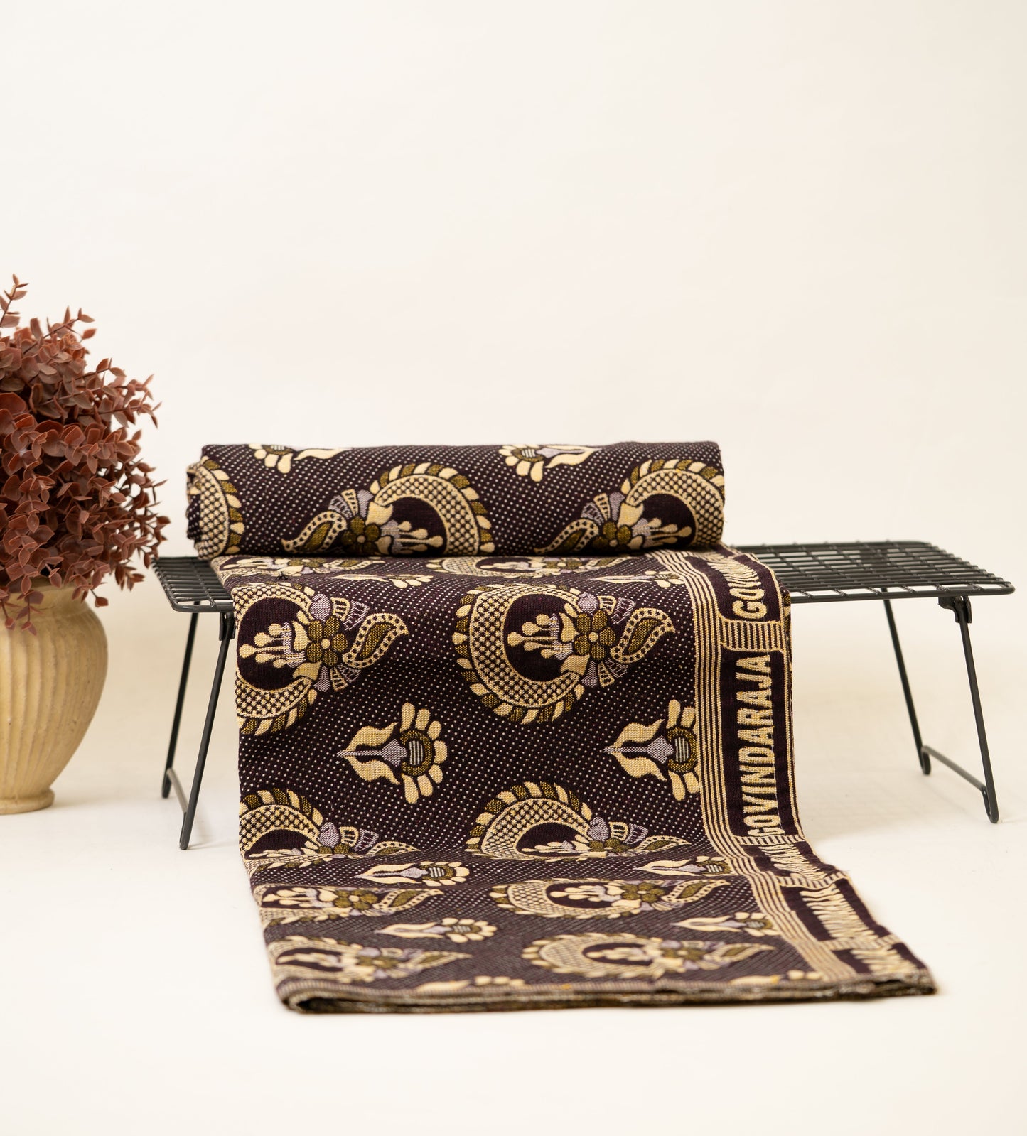G. Raja Chennimalai Bed Sheet Classic Ethnic Brown