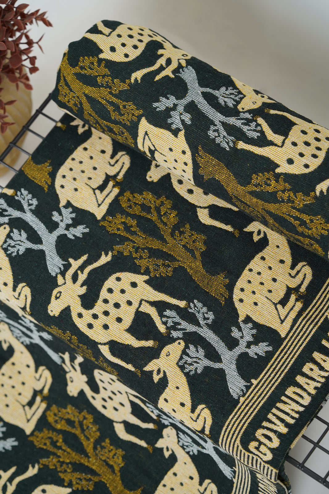G. Raja Chennimalai Bedsheet Green Deer