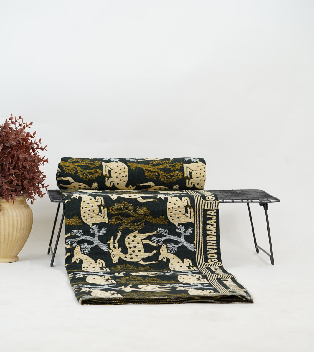 G. Raja Chennimalai Bedsheet Green Deer