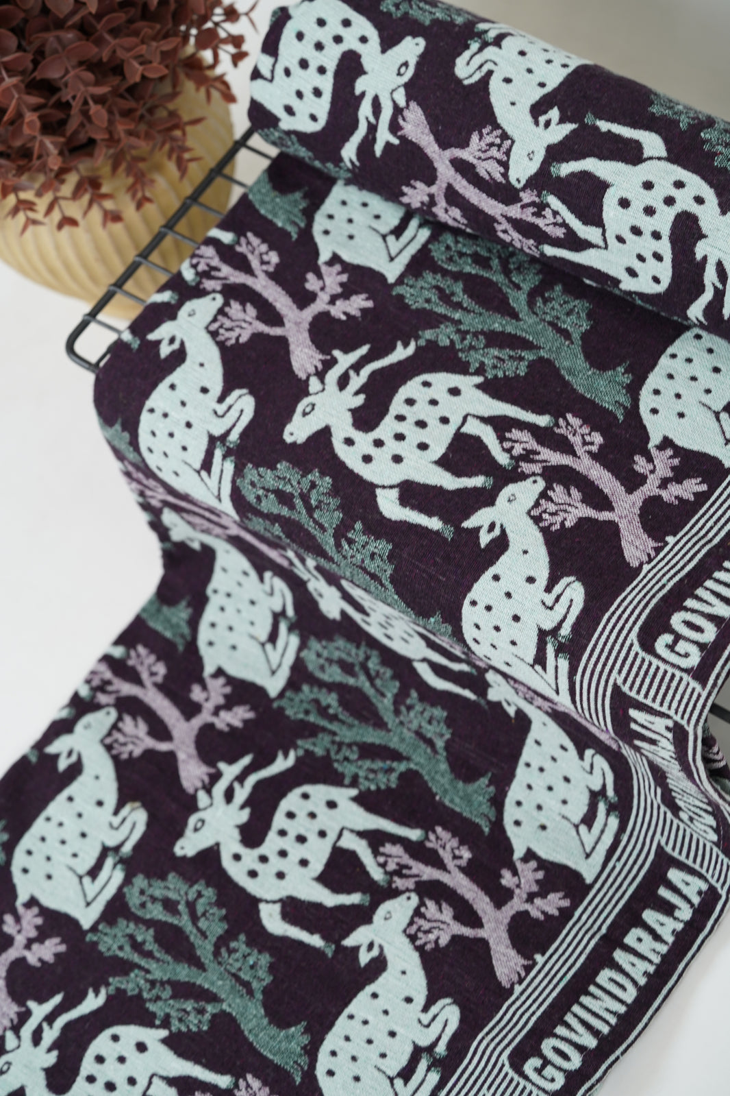 G. Raja Chennimalai Bedsheet Maroon Deer