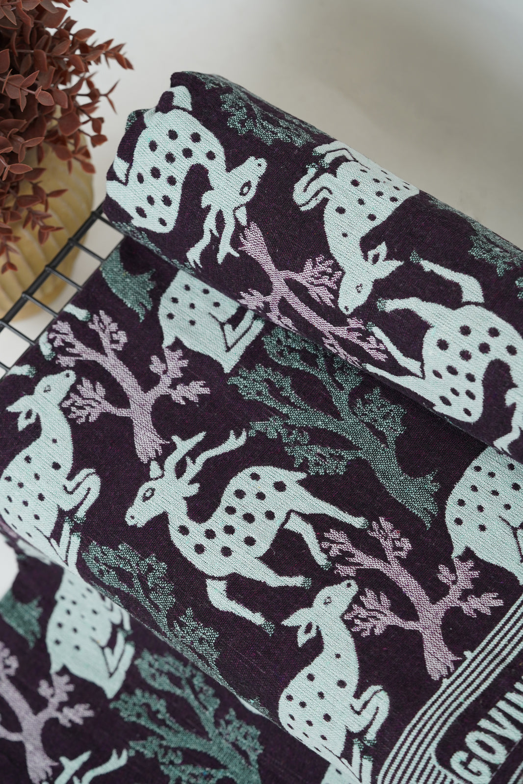 G. Raja Chennimalai Bedsheet Maroon Deer