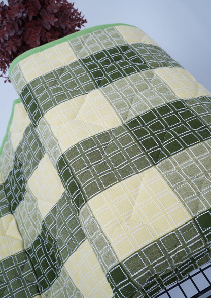Premium Handloom Single Cot Chennimalai Quilt - Green Haven