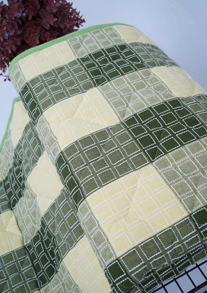 Premium Handloom Single Cot Chennimalai Quilt - Green Heaven