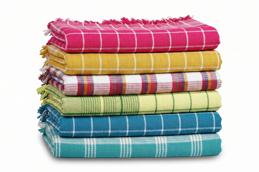 Chennimalai Handloom Soft Grid Weave Towel - Set of 6