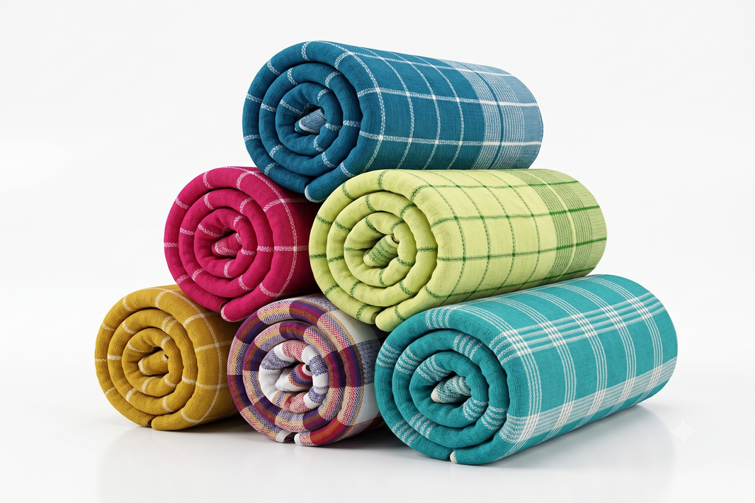 Chennimalai Handloom Soft Grid Weave Towel - Set of 6
