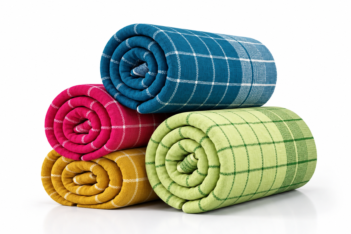 Chennimalai Handloom Soft Grid Weave Towel - Set of 4