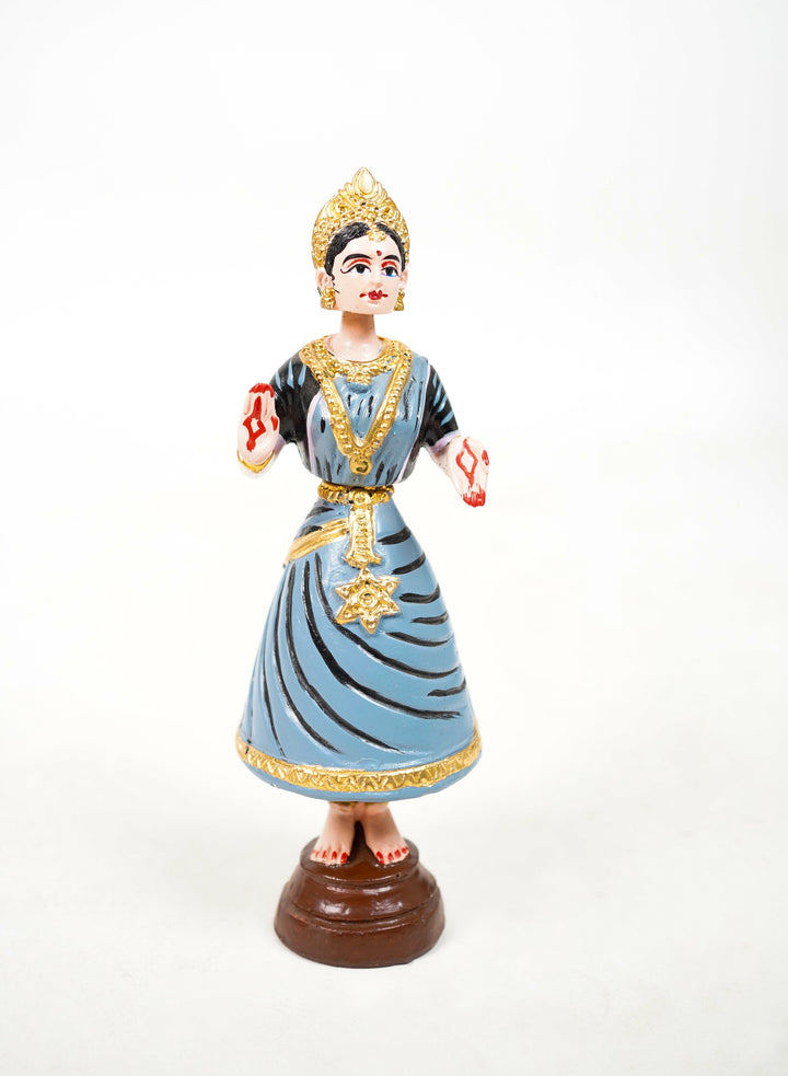 Highly Durable Fiber Tanjore Dancing Doll - Girl - Grey