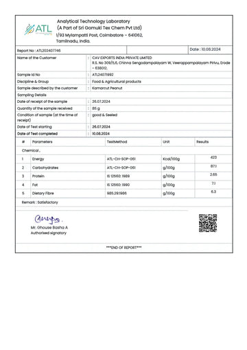 Test report - Kamarcut Peanut