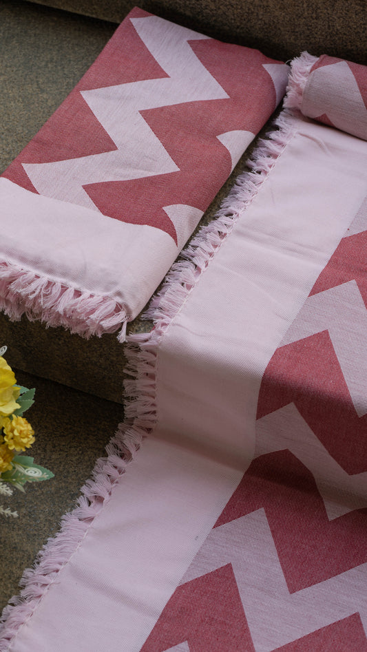 Zig Zag Lovely Chennimalai Bed Sheet - Red