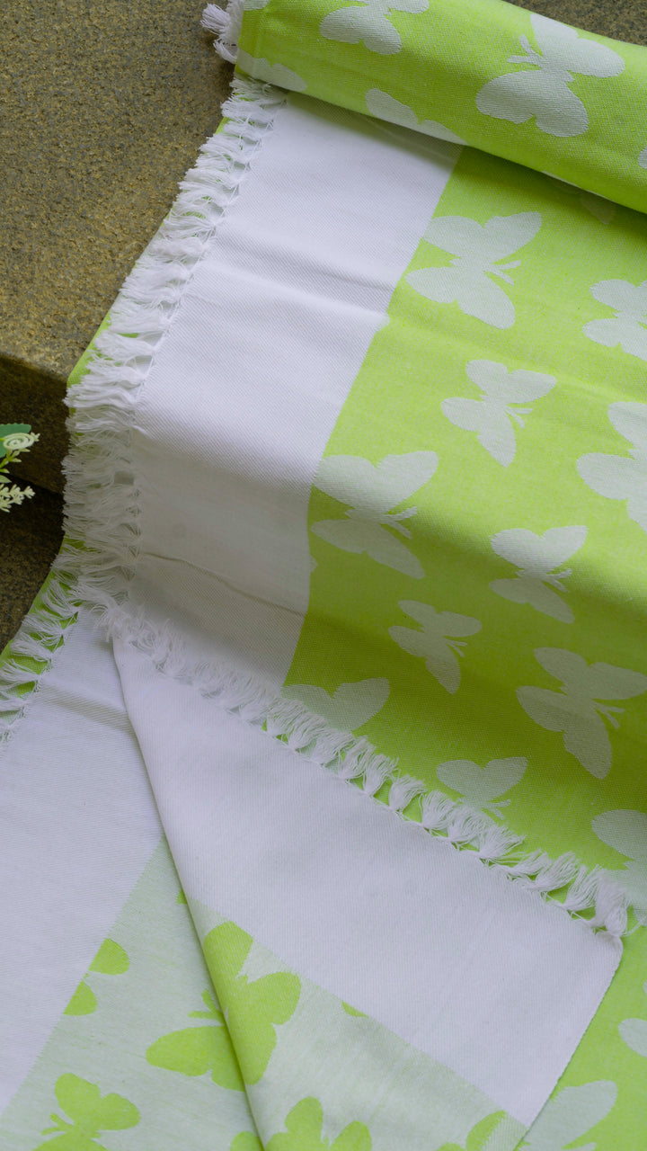 Butterfly Print Lovely Chennimalai Bedsheet - Green