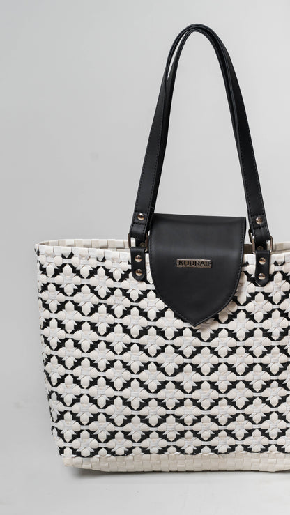 Chettinad Tote - White & Black
