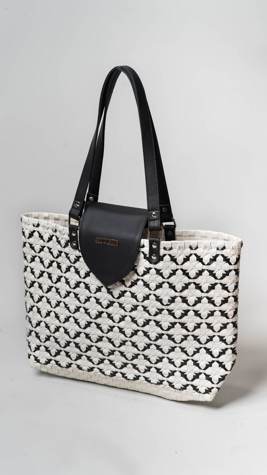 Chettinad Tote - White & Black