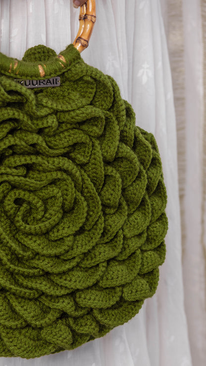 Olive Green Flower Bag